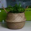 Storage Basket Rattan Straw Basket Flower Baskets Garden Planter Flower Pot Wicker Folding Flower Pot Seagrasss