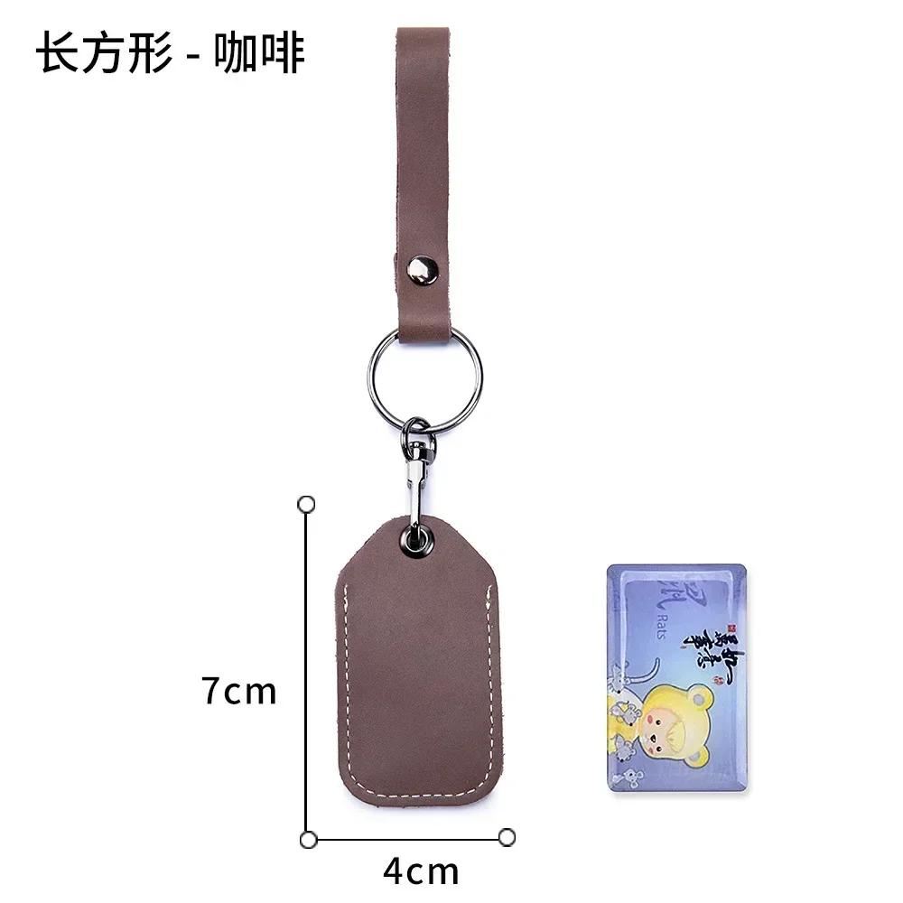 Genuine Leather Key Holder Bank Card Pocket Mini Bus Card Key Pouch Slim Housekeeper Key Access Card Protecter Cover