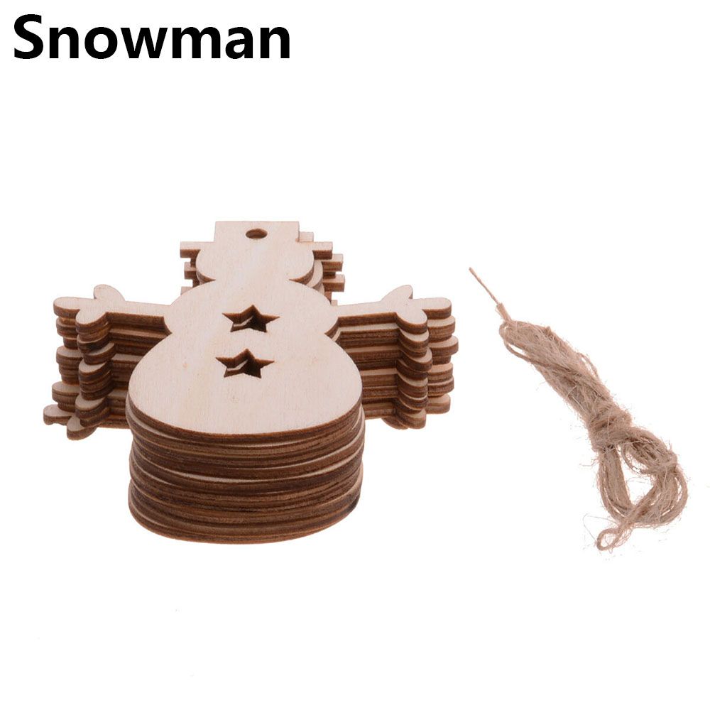 Pendant Decorations DIY Craft Christmas Decor Wood Hanging Tree Ornaments Snowman Snowflake Elk