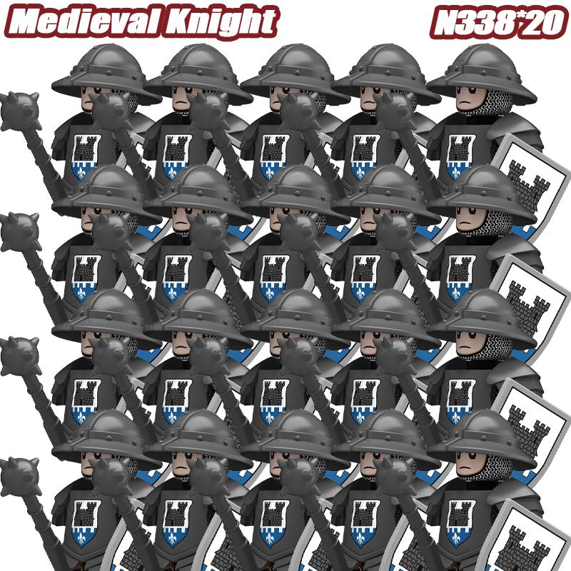Medieval Castle Knight Warrior Building Blocks Black Eagle Bull Kingdom Guard Armor Shield Sword Lance Cavalry Bricks Toy Gifts