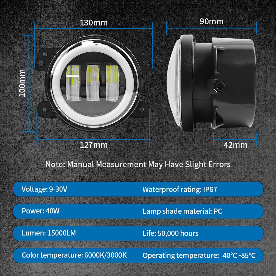 4-дюймовый светодиодный фонарь Angel Eye Led LED DRL с синим противотуманным фонарем белого янтарного цвета с кольцевым ореолом DRL для Jeep Wrangler JK TJ Dodge Journey