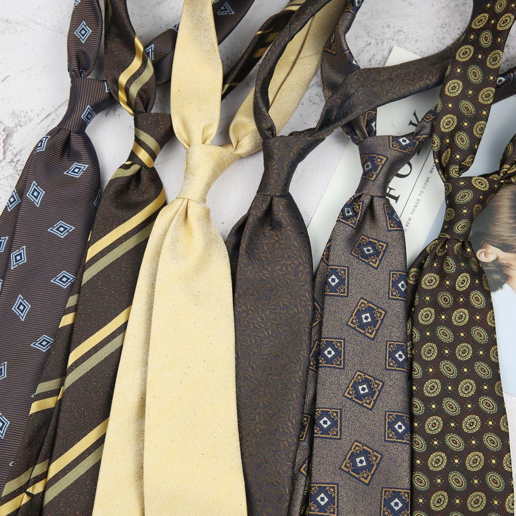 Maillard Color Style 8Cm Casual Dress Business Tie Men'S Retro Beige Coffee Champagne