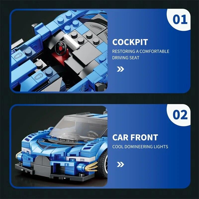 356 шт., строительные блоки суперкаров, классический чемпион, гоночный автомобиль, модели MOC, сборные кирпичи, праздничные рождественские подарки для детей