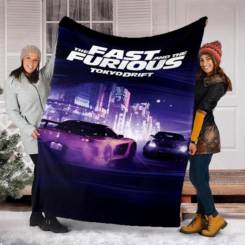 Fast & Furious Theme Printed Blanket - Perfect for Couch, Bed, Travel & Outdoor Use | Machine Washable, Cozy & Durable.
