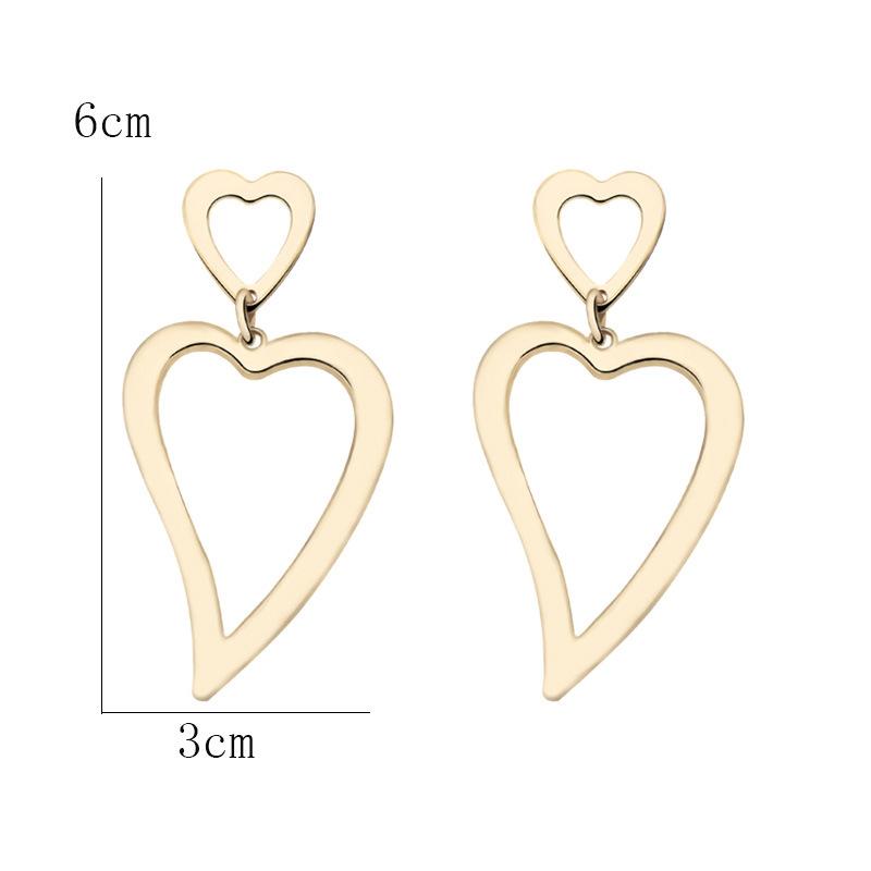 Heart Drop Earrings for Women Hollow Geometric Statement Pendants Hanging Earrings Uneven Alloy Dangle Earrings boucle d'oreille