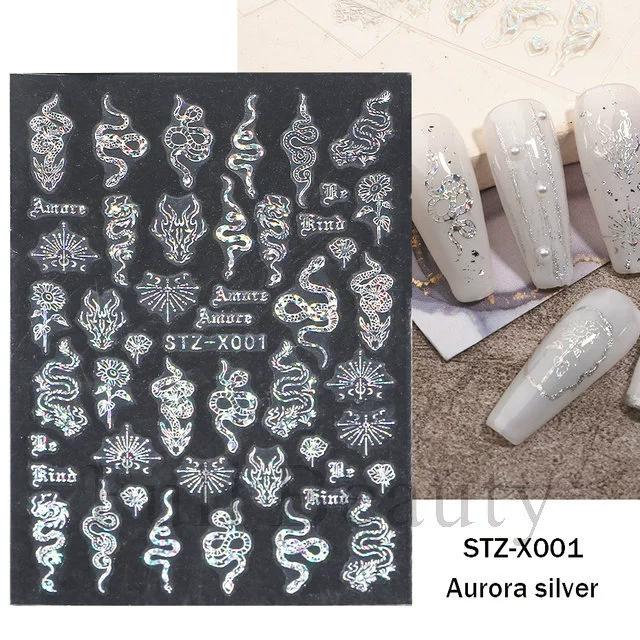 Лазерные наклейки для ногтей, бабочка, сердце, звезда, дизайн, клейкие слайдеры, наклейки для дизайна ногтей, маникюрные украшения
