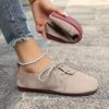Plus Size Women's Shoes Vintage-Style Flat Casual Versatile Women's Single Shoes Low-Top Front Lace-Up Loafers