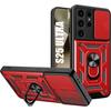 Protective Case for Samsung Galaxy S25 Ultra - Shockproof - Rotating Ring Stand - Red BOOLING®