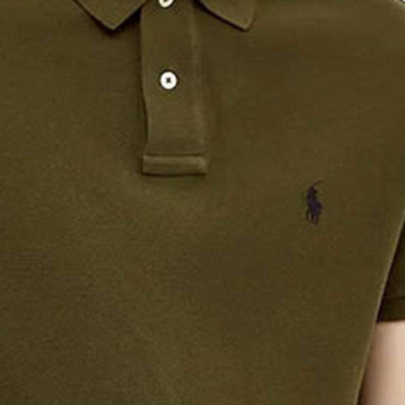 Polo Ralph Lauren Вышитый логотип Однотонная футболка-поло с коротким рукавом Мужские топы Военно-зеленый 710680784-197