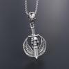 Fashion and Creative Design with Wings Skeleton Swordsman Pendant Necklace Men's Fashion Street Charm Jewelry Motorcycle Rider Accessories Gift