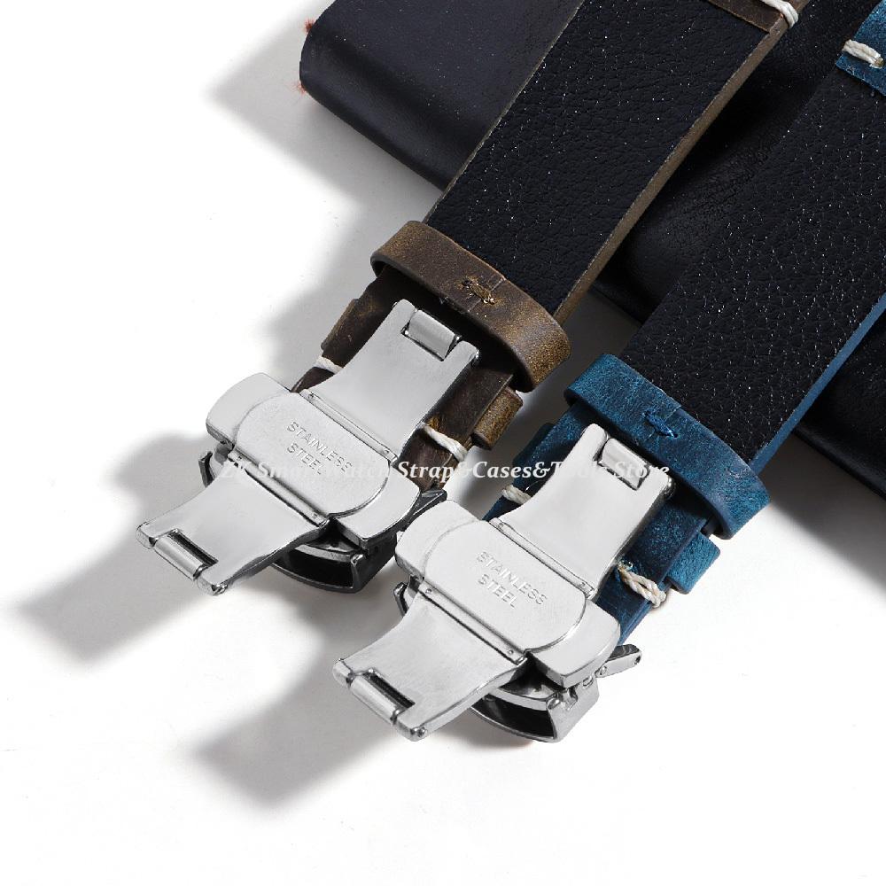 Винтажный ремешок из воловьей кожи, ремешки для часов с масляной восковой пропиткой, мужской сменный браслет 18 мм 20 мм 22 мм 24 мм, ремешок для часов, аксессуары для часов