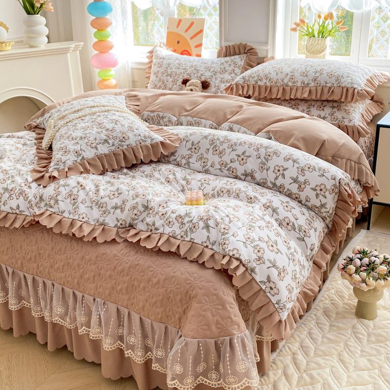 Комплект постельного белья класса А для матери и младенца, 4 предмета, утолщенные стеганые простыни, 3 предмета, комплект маленького жаккардового пододеяльника из бамбукового хлопка, осень, зима