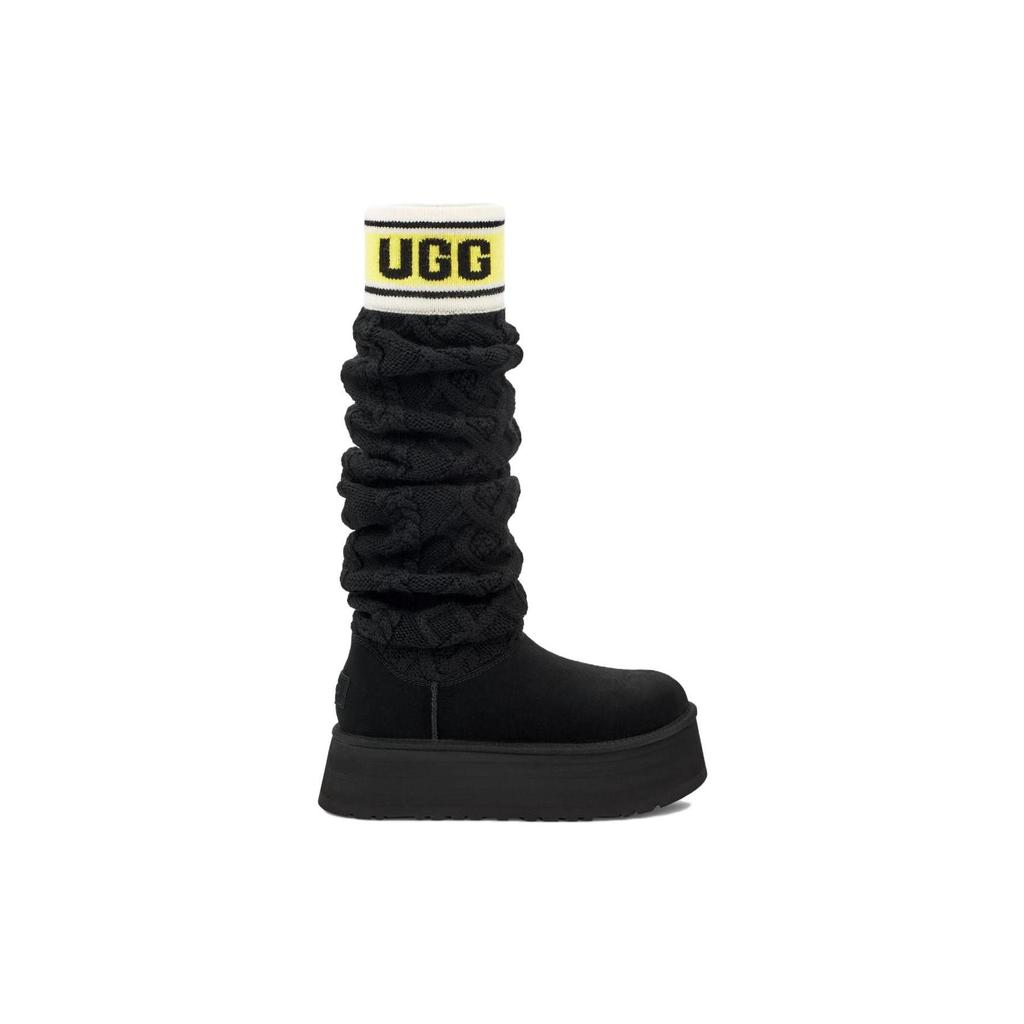 UGG Классический свитер с буквой Высокие сапоги Черный Женский 1144044-BLK