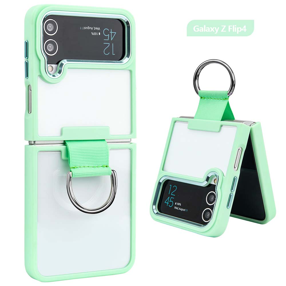Clear Case for Samsung Galaxy Z Flip 4 Case with Ring Support Wireless Charging Shockproof Cover for Samsung Z Flip 4 5G