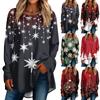 Женская повседневная футболка больших размеров с длинными рукавами и круглым принтом, верхний пуловер