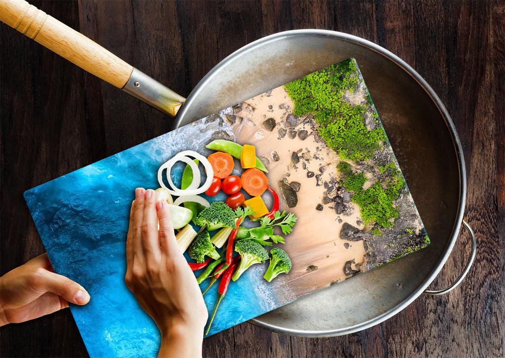 GLASS PLATE CUTTING BOARD 52x30 SEA