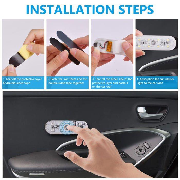 Éclairage intérieur de voiture - AIMOONSA - Tactile 7 couleurs - Rechargeable USB - Étanche - ABS 12x7x2cm