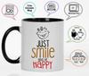 Inkdotpot Просто улыбнитесь и будьте счастливы - милая мотивирующая кружка для чая в подарок на день рождения для мужчин и женщин с цитатами 11 унций