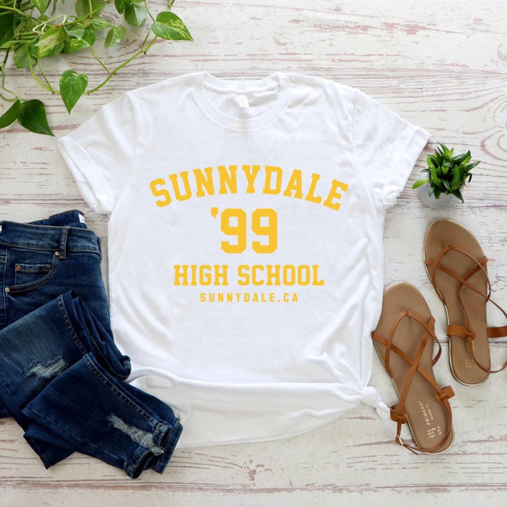 Sunnydale 99 High School Student Women T-shirts Sunnydale Summer Graphic Tee Women Short Sleeve Casual Tops