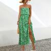 Women's Versatile Sexy Strapless Floral Split Dress