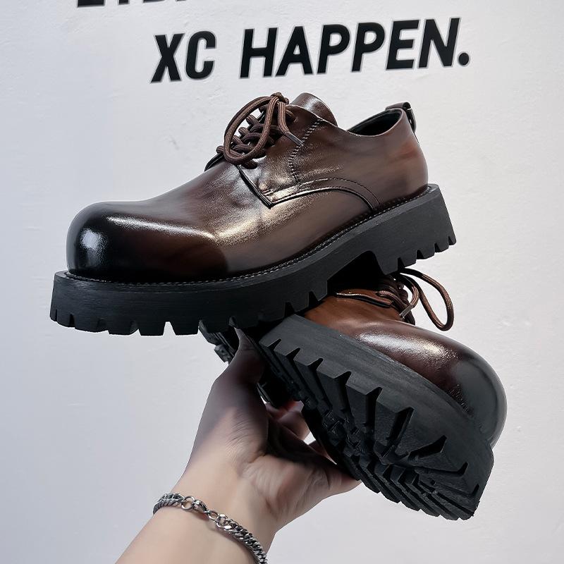 Кожаные туфли мужские летние повседневные британские туфли дерби на платформе свадебные черные ботинки Martin низкие 8831-A