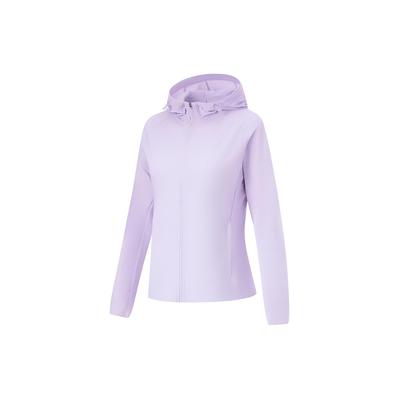 Li Ning Fitness Series однотонная толстовка с длинным рукавом и капюшоном, облегающая, женские топы, сиреневый AWDU474-4