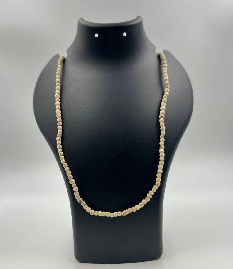 Кантхи из туласи – Ожерелье из бусин из настоящего дерева туласи для индуистской молитвы, духовного исцеления и медитации Мала – Религиозный подарок для мужчин и женщин