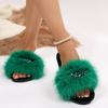 Fashion Women Summer Casual Fluffy Slippers with Fur Flat Non-Slip Slippers Furry Large Size Shoes Fur Slides Women Zapatos De Mujer