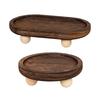 Wooden Riser Tray Multi-functional Round Oval Decorative Tray Pedestal Stand Bathroom Counter Jewelry Organizer Tray Decor