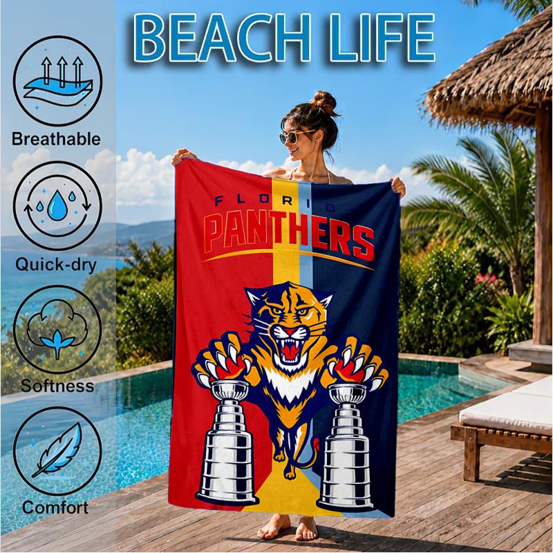 Panthers Team Spirit Beach Towel, Super Soft Microfiber, Perfect Gift for Her/Him, Birthday, for Pool, Beach, Travel, Decor Beach Party