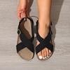 New Flat-bottomed Cross-strapped Beach Sandals Summer Large-size Open-toed Retro Boken Sandals Women