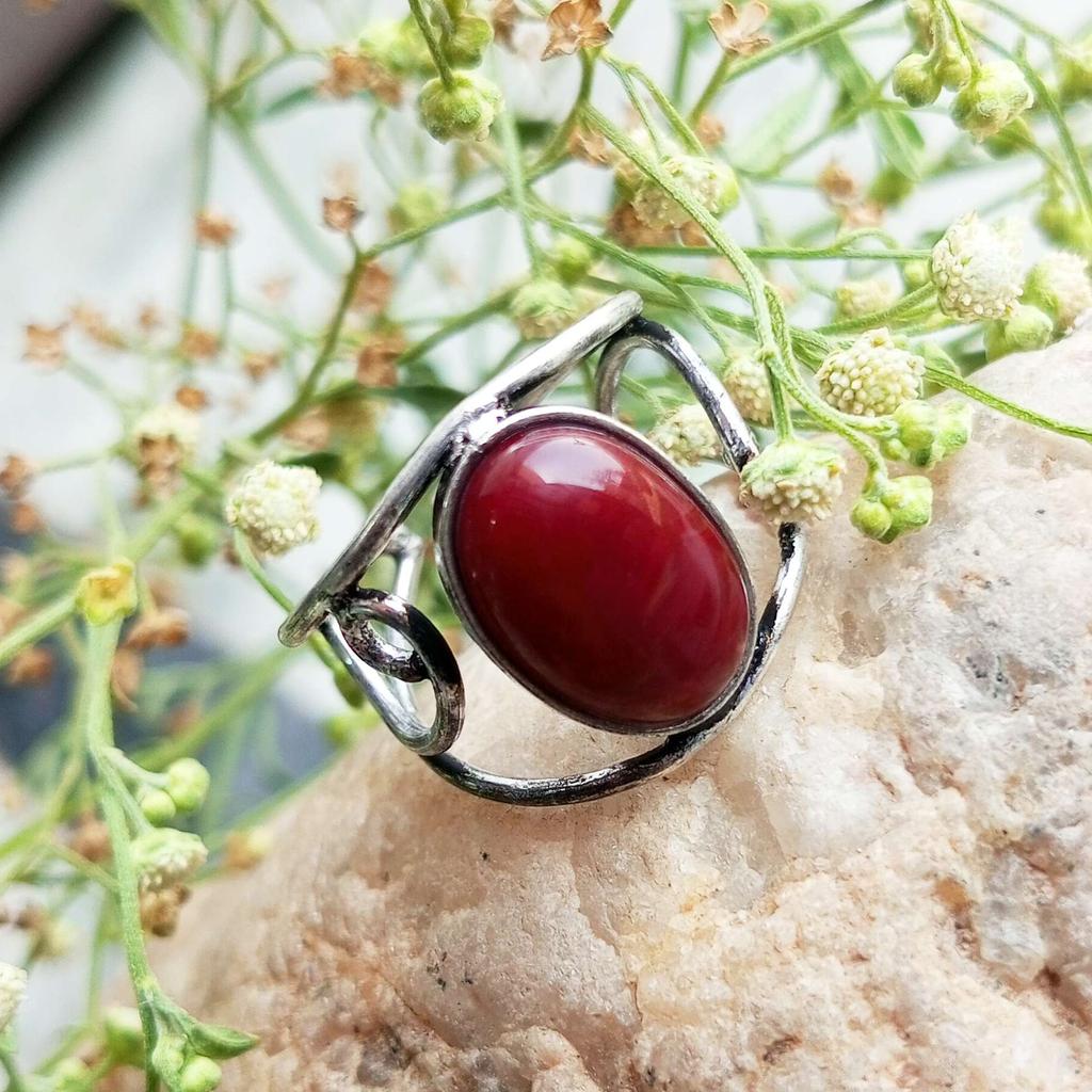 Red Jasper Gemstone 925 Sterling Silver Plated Adjustable Ring Jewelry NST-J2H11449