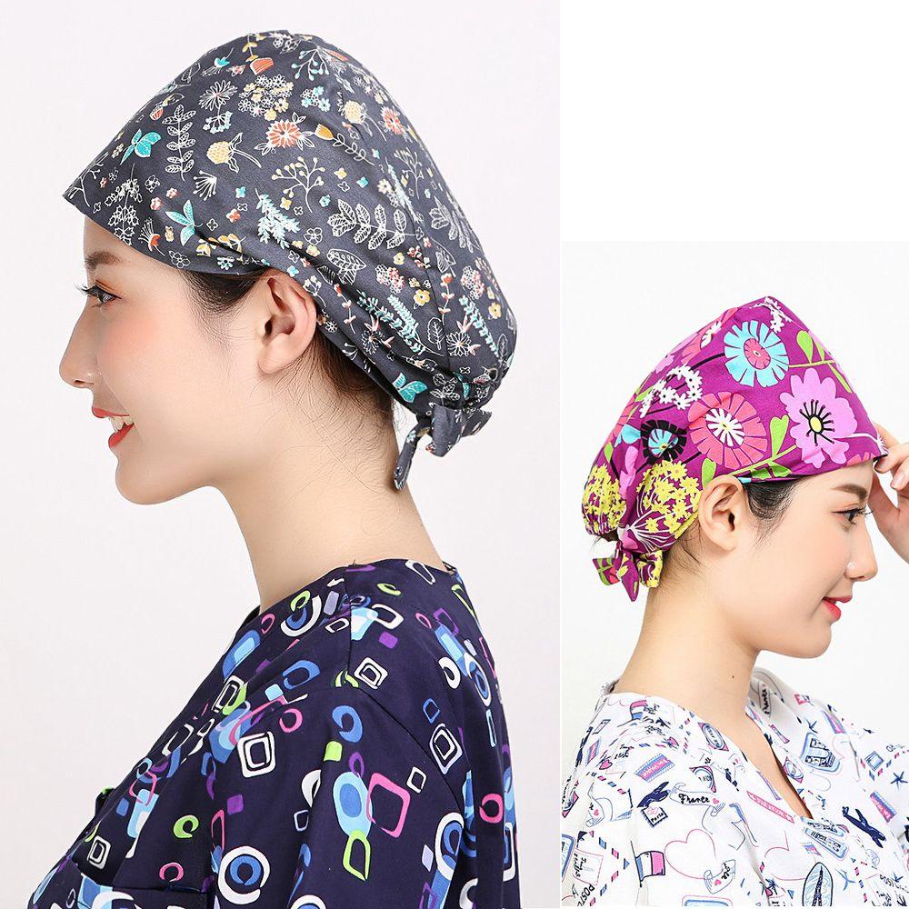 Эластичные круглые мужские и женские хирургические шапочки чистого цвета, хлопковые шапки с пышной шляпой