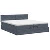 Ottoman Bed with Mattress Dark Grey 200 x 200 cm Velvet