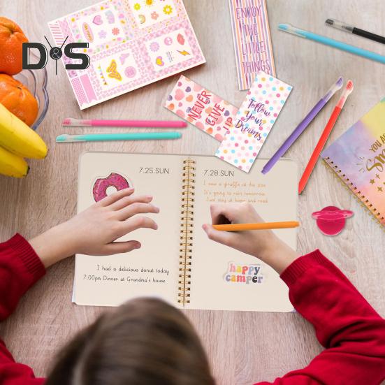 Набор для дневника для девочек от 8 до 12 лет, набор канцелярских принадлежностей «сделай сам» с цветными ручками, наклейками, скотчем, принадлежностями для скрапбукинга