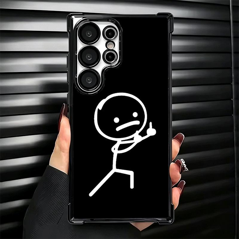 Забавный Человечек-палочка Металлизированный Чехол Для Телефона Для Samsung Galaxy S24 S25 FE S26 Edge S23 Ultra S22 S21 Plus S20 Противоударный Подушка Безопасности C