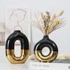 Керамическая ваза с гальваническим покрытием Nordic Advanced Feeling Creative Flower Arrangement Ceramic Handcraft Ornaments Art Decorative Vase