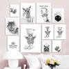 Animals Shark Pig Donkey Cat In Toilet Reading Newspaper Poster Canvas Painting Print Funny Wall Art Picture Kids Bathroom Decor No Frame