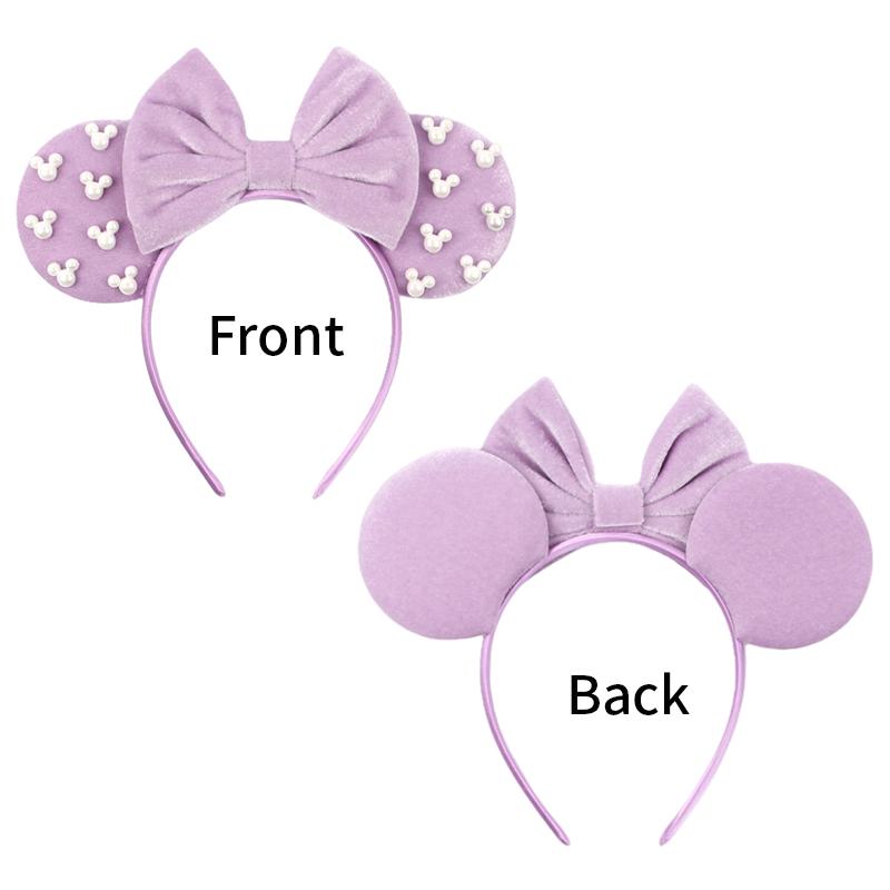 Pearls 3.3"Mouse Ears Headband 5‘’ Velvet Bow Hairband For Girls Festival Party Cosplay DIY Hair Accessories Women Gifts