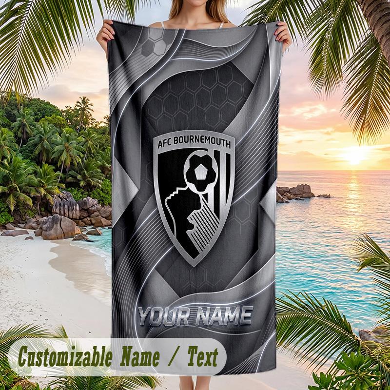Beach Towel Bournemouth Football Print Custom Name Text Soft Towel for Swimming Pool