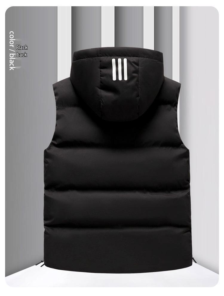 Men's Korean Style Hooded Sleeveless Warm Vest for Autumn and Winter