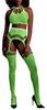 2 Piece Neon Green Halterneck Bustier and Garter Belt Set - Ouch! Glow - Sets