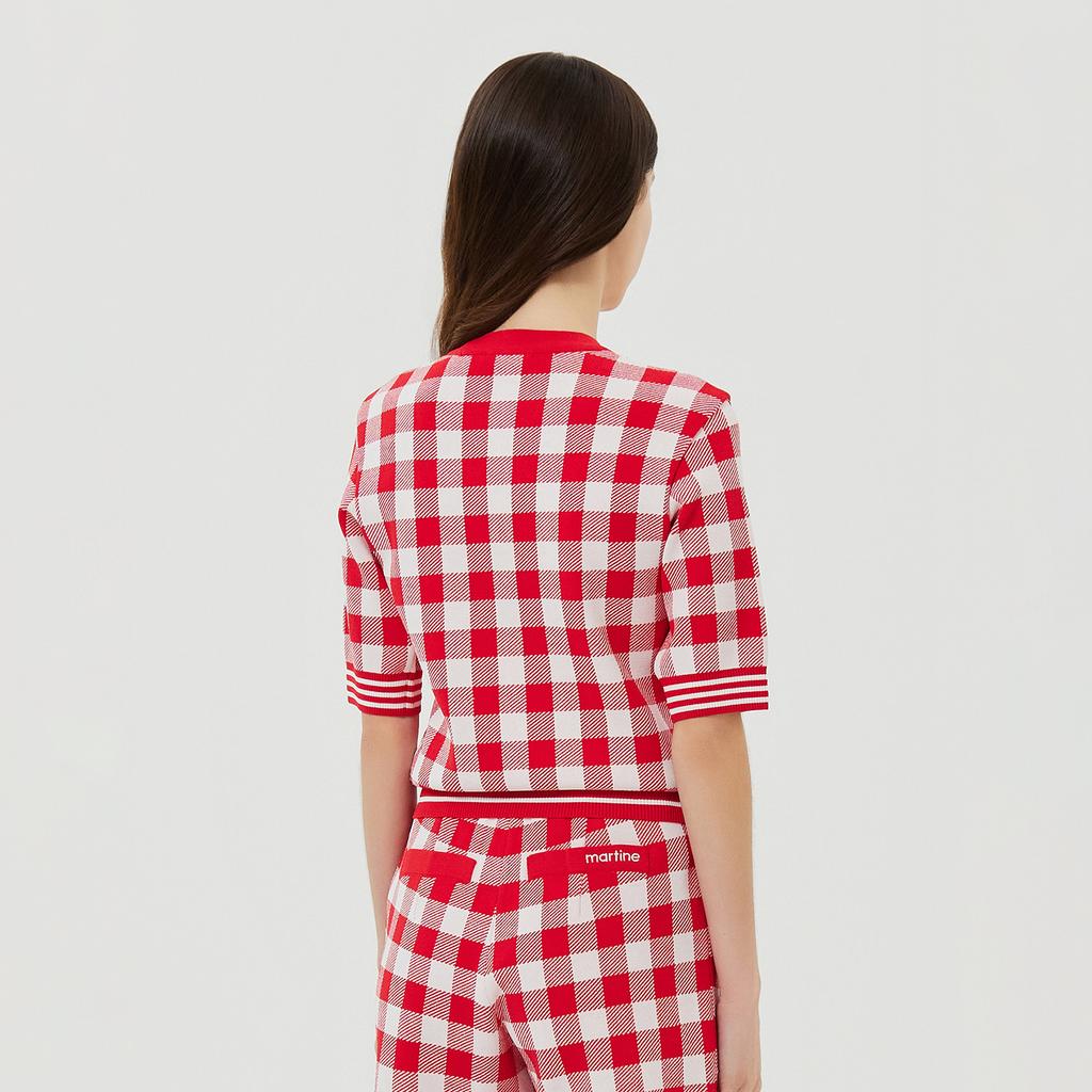 MARTINE GOLF Check Jacquard Knit_Red