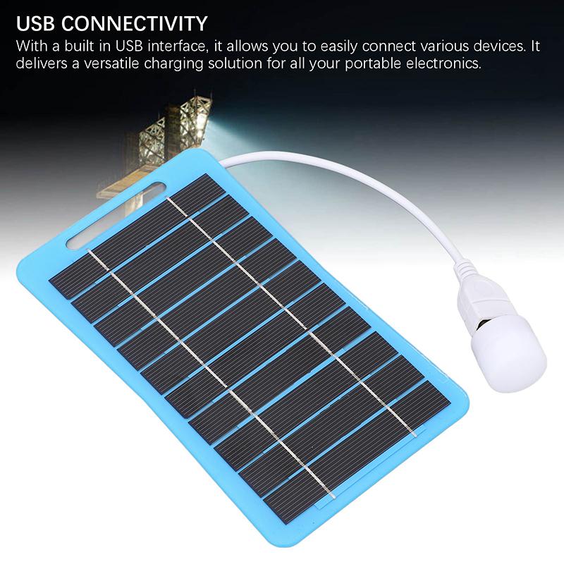 Солнечная панель 2 Вт 5 В со светом USB Водонепроницаемая для улицы Пешего туризма Кемпинга Портативный аккумулятор Зарядная панель для зарядки мобильного телефона