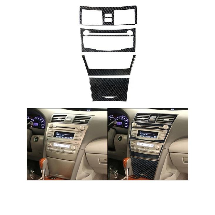 Для Toyota Camry 07-11 наклейки из углеродного волокна на центральной консоли, панель переключателей кондиционера, задняя панель, боковое вентиляционное отверстие, крышка