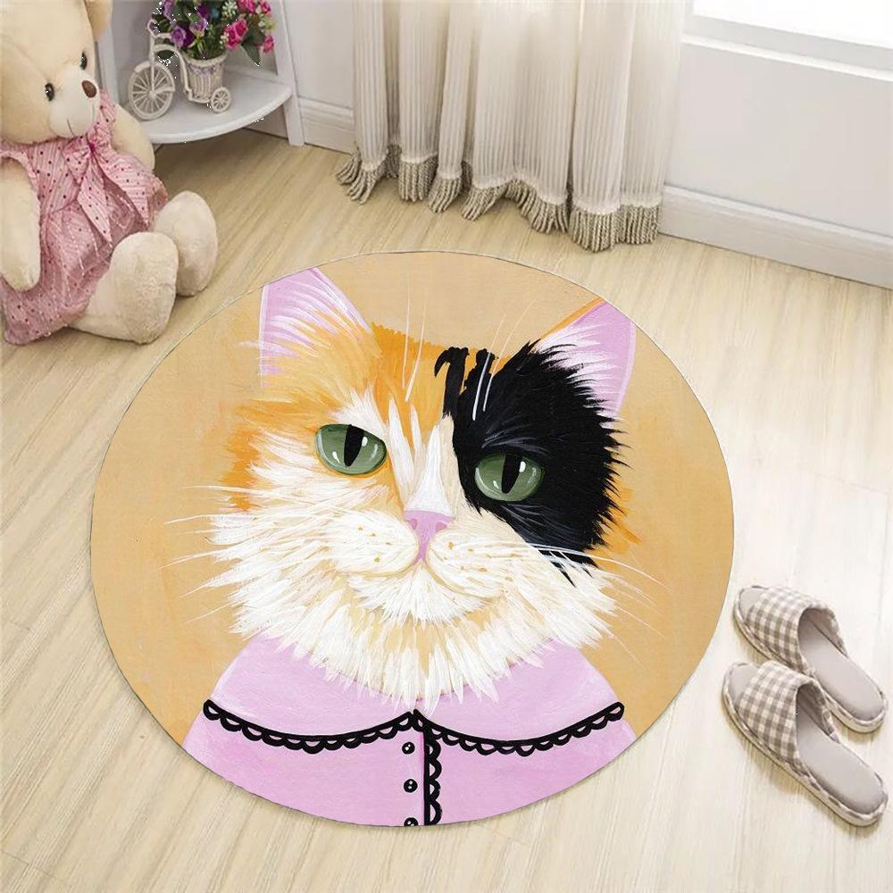 Напольный коврик с изображением головы животного, круглый коврик для домашних животных, милый ковер для спальни, гостиной, корейский стиль, коврик для стула, детские ковры