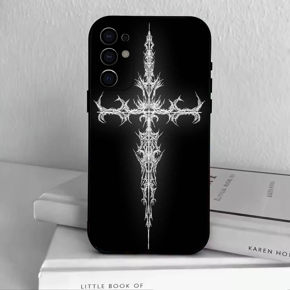 Кибер-сигил Крест Чехол для телефона для Samsung S25, S24, S21, S22, S23, S30, Ultra, S20, Plus, Fe, Lite, Note, 10, Черный чехол