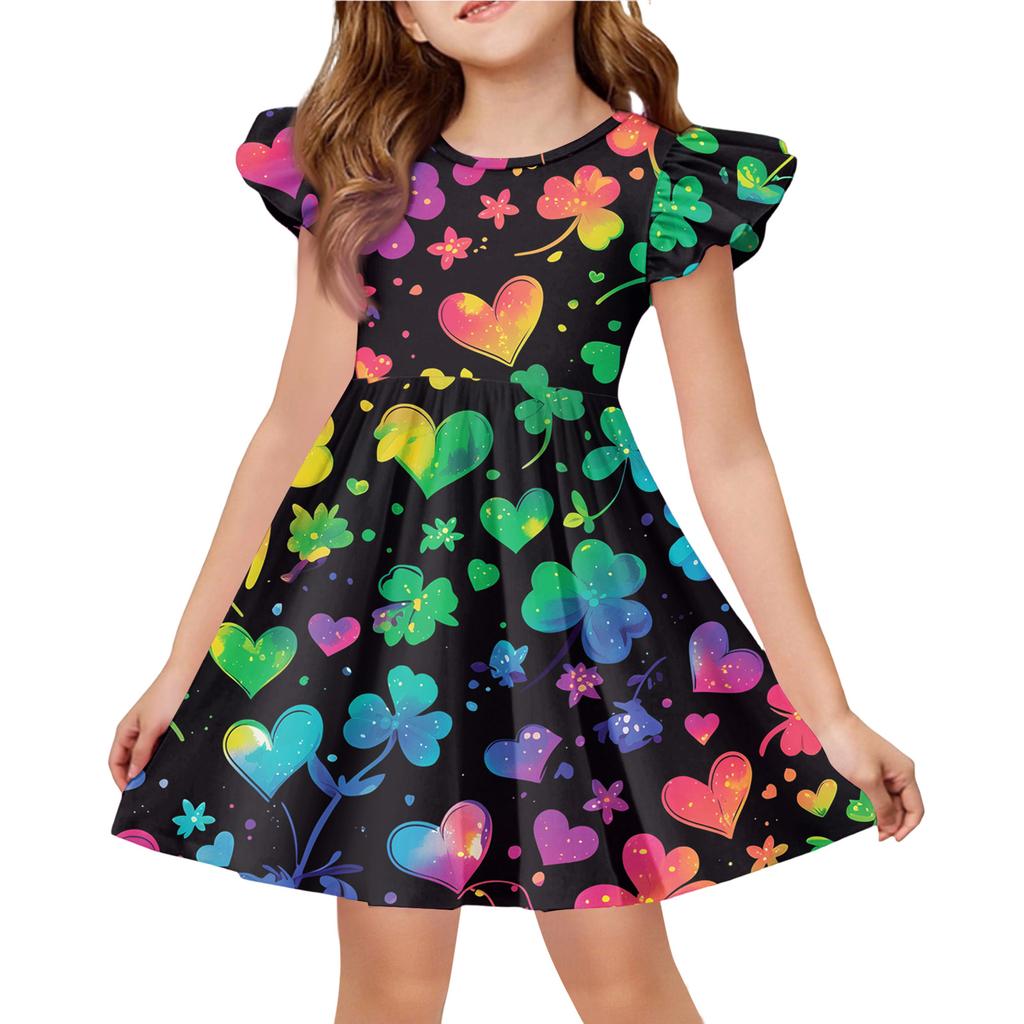 Летнее платье принцессы для девочек - А-силуэтное платье-футболка Ст. День Патрика