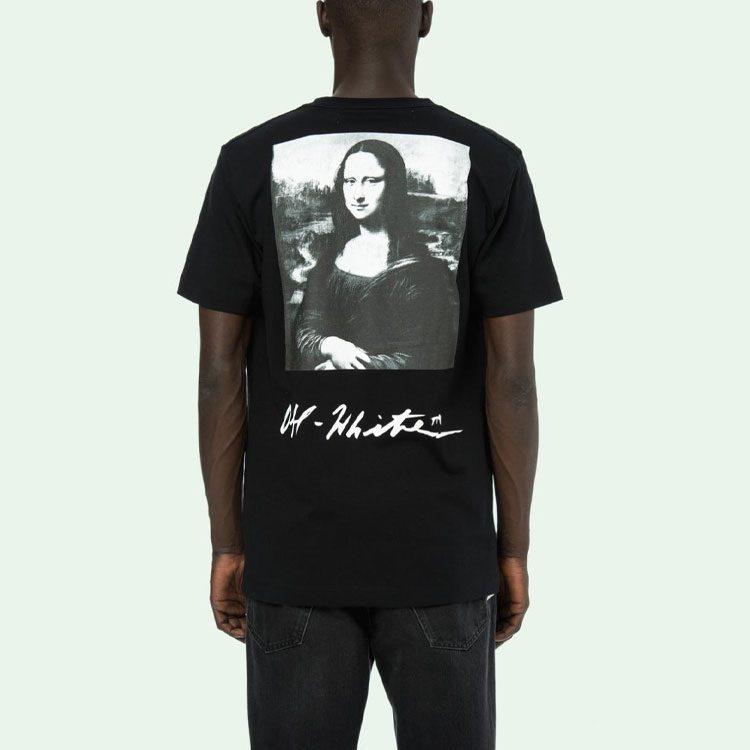 OFF WHITE Свободная футболка с графическим принтом Моны Лизы OMAA027S191850051020