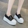 Fashion 8CM Casual Shoes Women's New Platform Heel Women Round Toe 2024 White Shoes Fashion Breathable Thick Bottom Slip Loafers Women